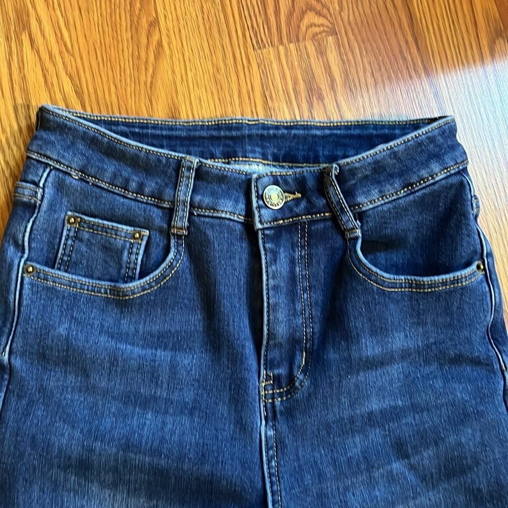 Padded Stretch Blue Women's Jeans Perfect For Cold Weather Size Xs But Can Fit M - Picture 2 of 6